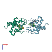 PDB entry 1f1c coloured by chain, top view.