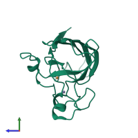 PDB entry 1f1d coloured by chain, side view.
