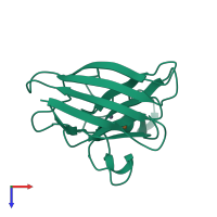 PDB entry 1f1d coloured by chain, top view.