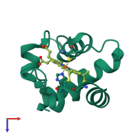 PDB entry 1f1f coloured by chain, top view.