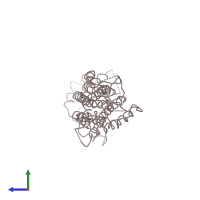 PDB entry 1f1o coloured by chain, side view.