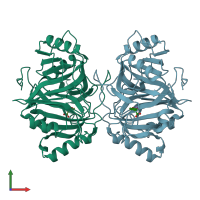 PDB entry 1f1v coloured by chain, front view.