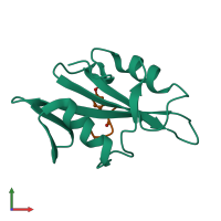 PDB entry 1f1w coloured by chain, front view.