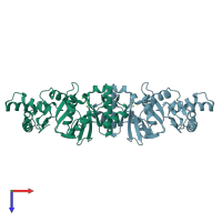 PDB entry 1f1z coloured by chain, top view.