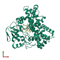 PDB entry 1f26 coloured by chain, front view.
