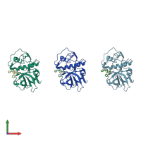 PDB entry 1f29 coloured by chain, front view.