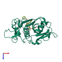 PDB entry 1f2b coloured by chain, top view.