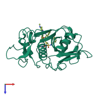 PDB entry 1f2c coloured by chain, top view.