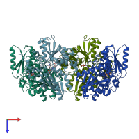 PDB entry 1f2d coloured by chain, top view.