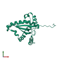 PDB entry 1f2h coloured by chain, front view.