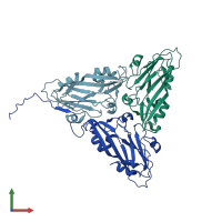 PDB entry 1f2n coloured by chain, front view.