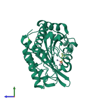 PDB entry 1f2o coloured by chain, side view.