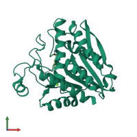 PDB entry 1f2p coloured by chain, front view.