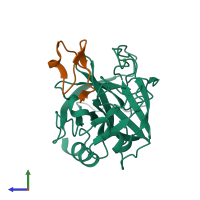 PDB entry 1f2s coloured by chain, side view.