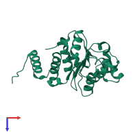 PDB 1f2v coloured by chain and viewed from the top.