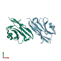PDB entry 1f2x coloured by chain, front view.