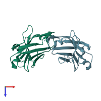 PDB entry 1f2x coloured by chain, top view.