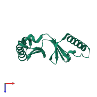 Monomeric assembly 1 of PDB entry 1f32 coloured by chemically distinct molecules, top view.