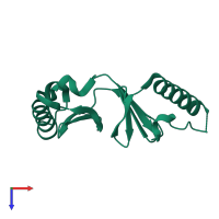 PDB entry 1f32 coloured by chain, top view.