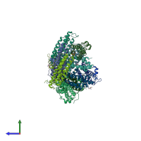 PDB entry 1f33 coloured by chain, side view.