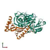 PDB entry 1f34 coloured by chain, front view.