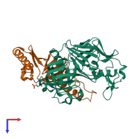 PDB entry 1f34 coloured by chain, top view.