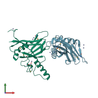 PDB entry 1f35 coloured by chain, front view.
