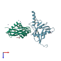 PDB entry 1f35 coloured by chain, top view.