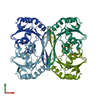 PDB entry 1f38 coloured by chain, front view.