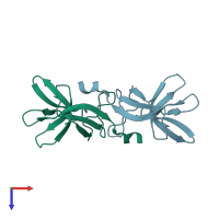 PDB entry 1f39 coloured by chain, top view.