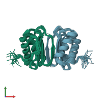 PDB entry 1f3c coloured by chain, ensemble of 20 models, front view.