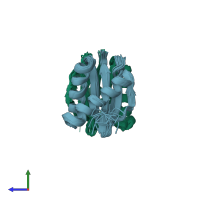 PDB entry 1f3c coloured by chain, ensemble of 20 models, side view.