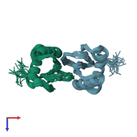 PDB entry 1f3c coloured by chain, ensemble of 20 models, top view.