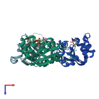 PDB entry 1f3f coloured by chain, top view.