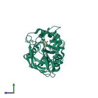 PDB entry 1f3l coloured by chain, side view.