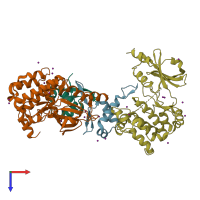 PDB entry 1f3m coloured by chain, top view.