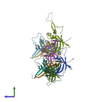 PDB entry 1f3u coloured by chain, side view.
