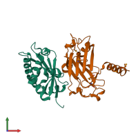 PDB entry 1f3v coloured by chain, front view.