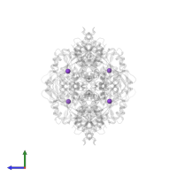 POTASSIUM ION in PDB entry 1f3x, assembly 1, side view.