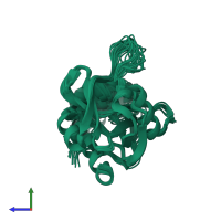 PDB entry 1f3y coloured by chain, ensemble of 25 models, side view.