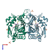 PDB entry 1f4d coloured by chain, top view.