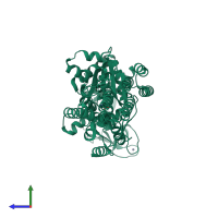 PDB entry 1f4l coloured by chain, side view.