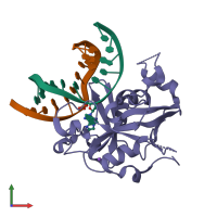 PDB entry 1f4r coloured by chain, front view.