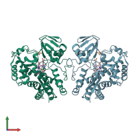 PDB entry 1f4u coloured by chain, front view.