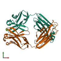 PDB entry 1f4x coloured by chain, front view.