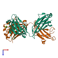PDB entry 1f4x coloured by chain, top view.