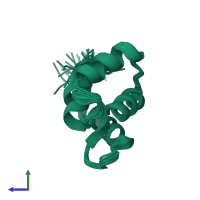 PDB entry 1f54 coloured by chain, ensemble of 30 models, side view.