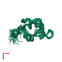 PDB entry 1f54 coloured by chain, ensemble of 30 models, top view.