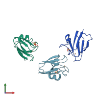 PDB entry 1f56 coloured by chain, front view.