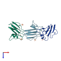 PDB entry 1f56 coloured by chain, top view.